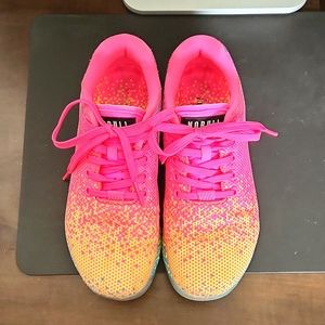 7.5 Womens Neon yellow, pink and blue Nobull Trainers